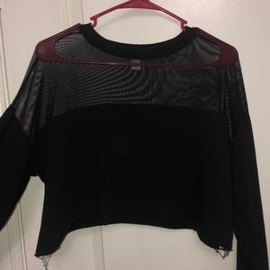 forever 21 workout cropped mesh sweatshirt